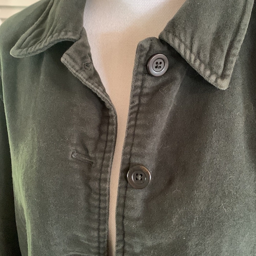 GAP Moss Green Velvet Blazer Women’s Button Front Jacket Fully Lined Size Large - Picture 3 of 8